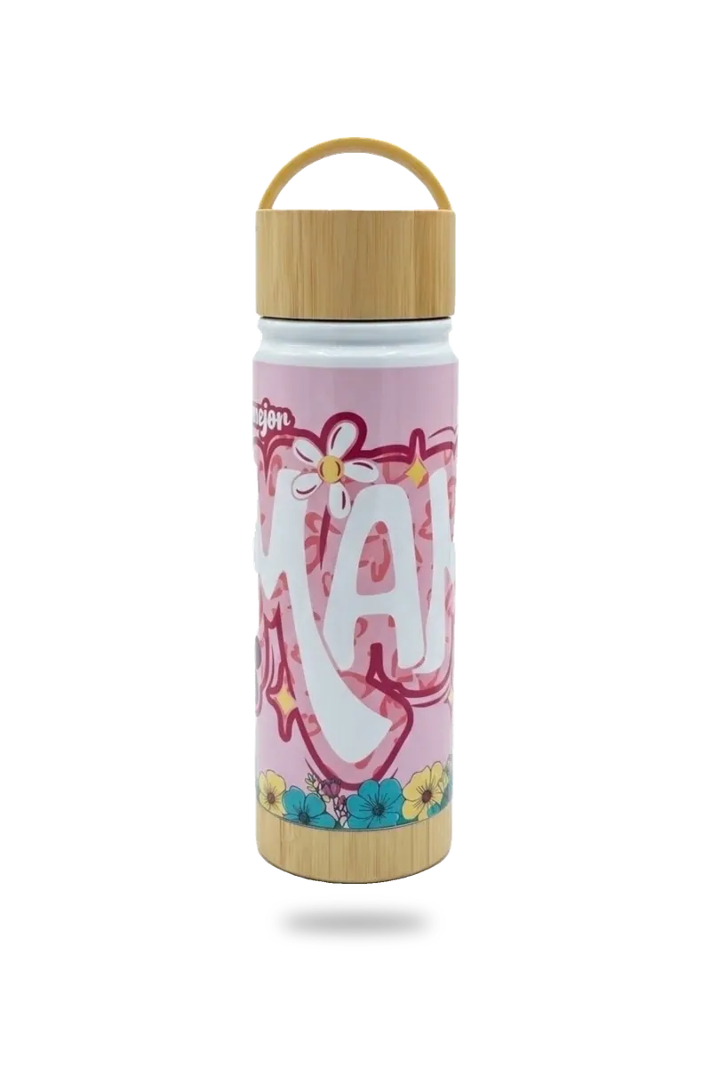 Botella de bambú rosada sin fondo