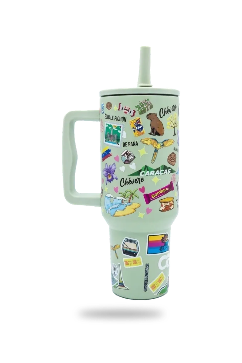 Vaso menta con asa y pitillo sin fondo